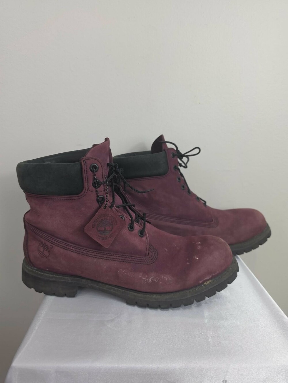 Timberland Burgundy Leather Lace-Up Boots